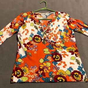Joseph A. Multicolor Spring Floral 3/4 Sleeve Boho Blouse Women’s Medium